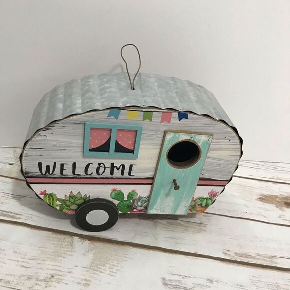 Retro Camper Birdhouse RV Travel Trailer Cactus - Picture 9 of 9